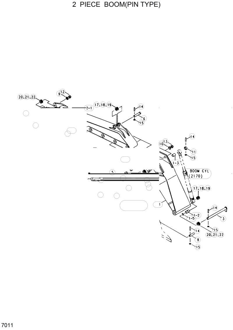 Схема запчастей Hyundai R130W - 2 PIECE BOOM (PIN TYPE) 