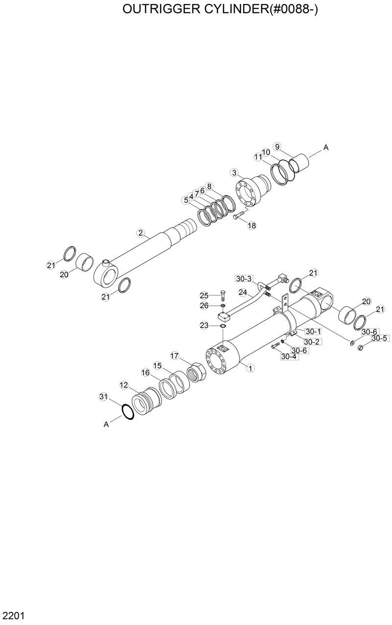 Схема запчастей Hyundai R200W2 - OUTRIGGER CYLINDER(#0088-) 