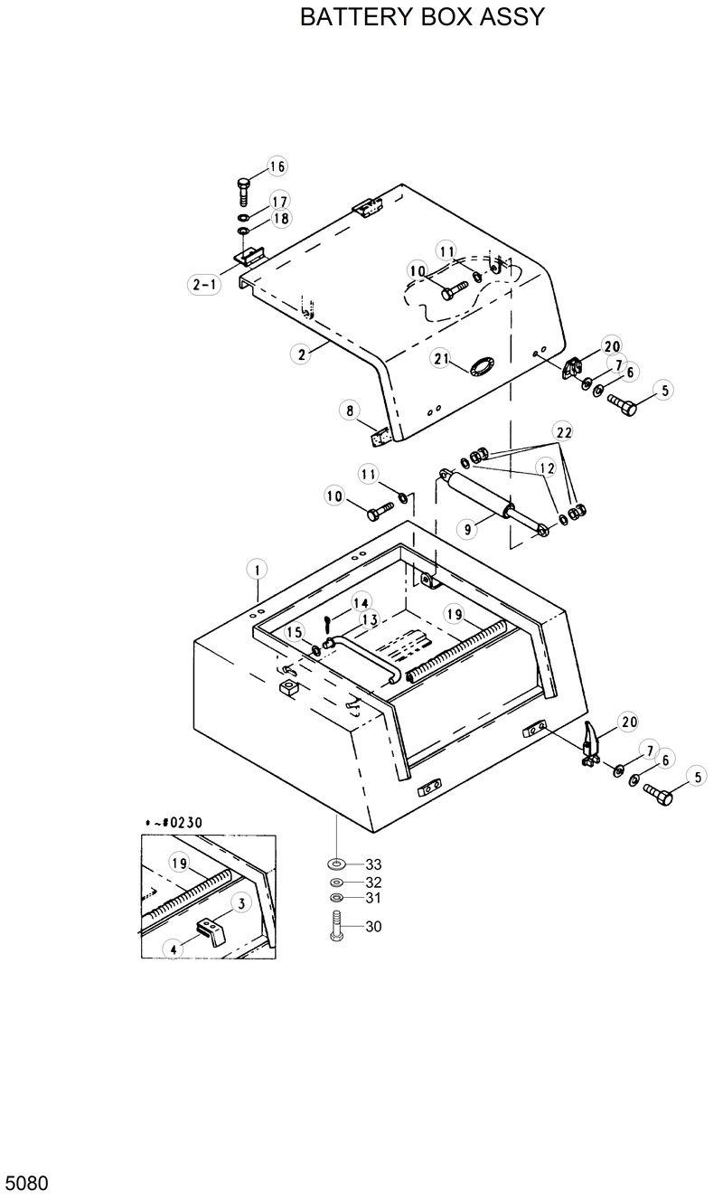 Схема запчастей Hyundai R200W2 - BATTERY BOX ASSY 