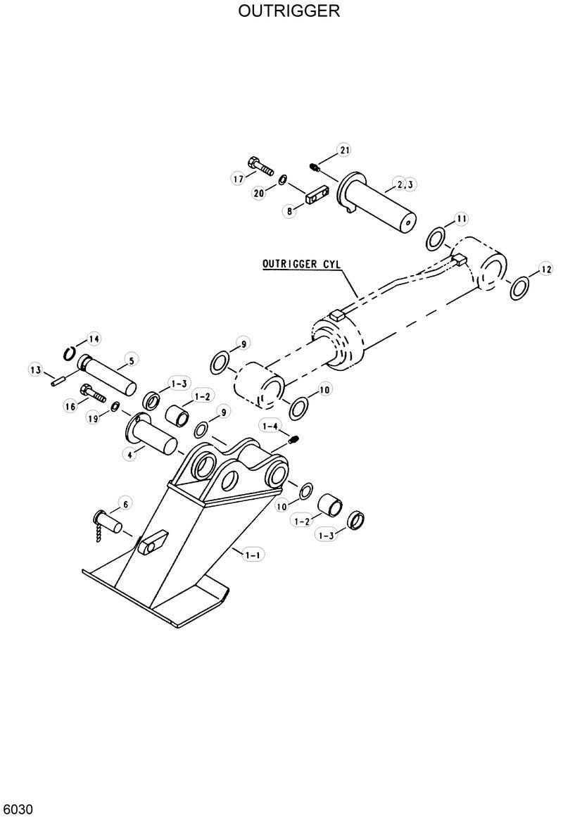 Схема запчастей Hyundai R200W2 - OUTRIGGER 