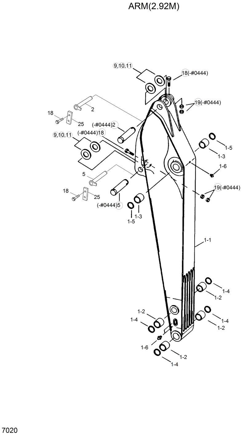 Схема запчастей Hyundai R200W2 - ARM(2.92M) 
