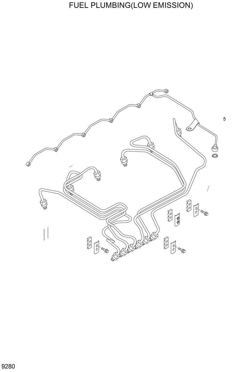 Схема запчастей Hyundai R200W2 - FUEL PLUMBING(LOW EMISSION) 