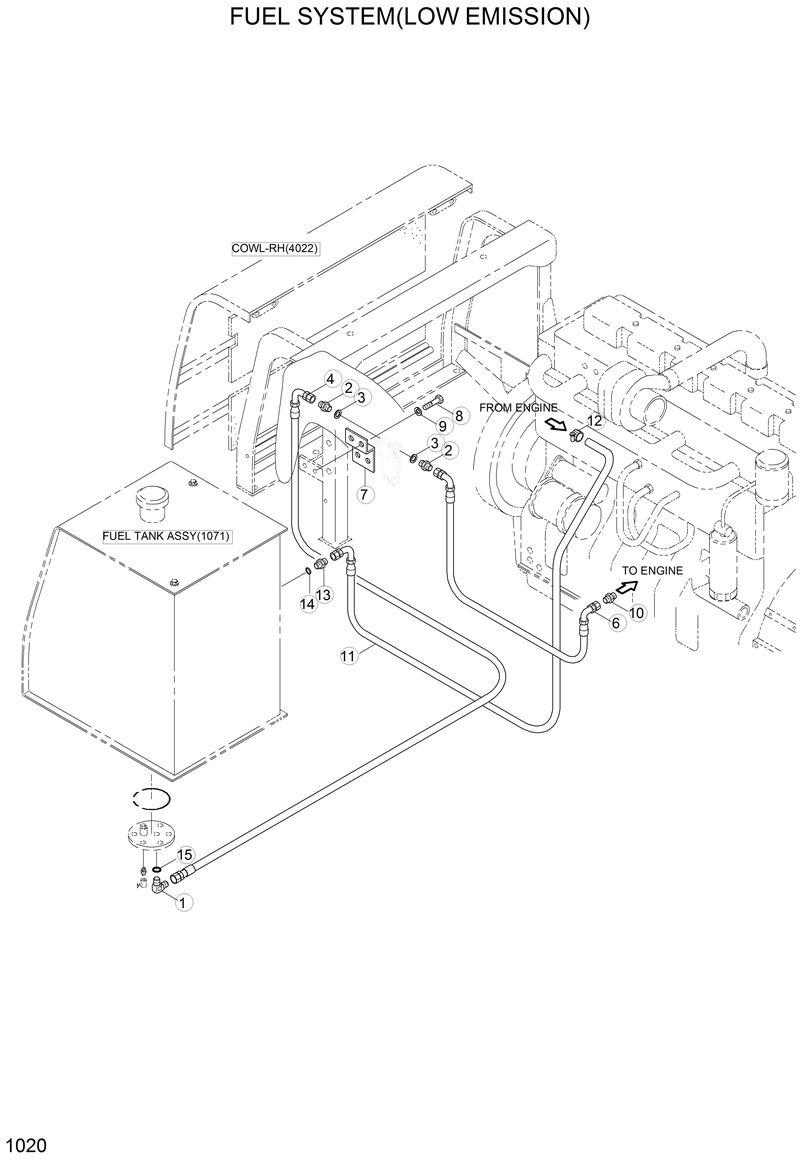 Схема запчастей Hyundai 33HDLL - FUEL SYSTEM(LOW EMISSION) 