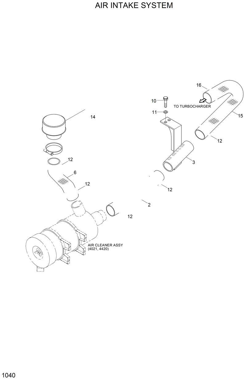Схема запчастей Hyundai 33HDLL - AIR INTAKE SYSTEM 