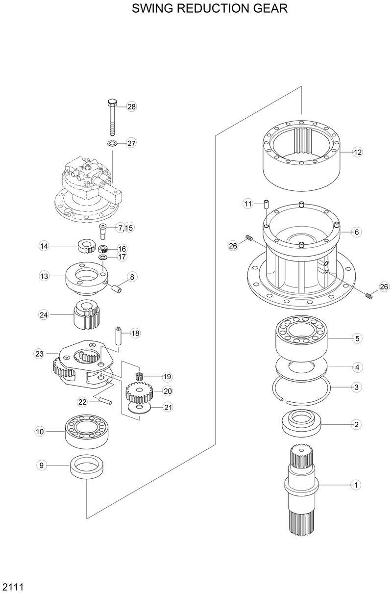 Схема запчастей Hyundai 33HDLL - SWING REDUCTION GEAR 