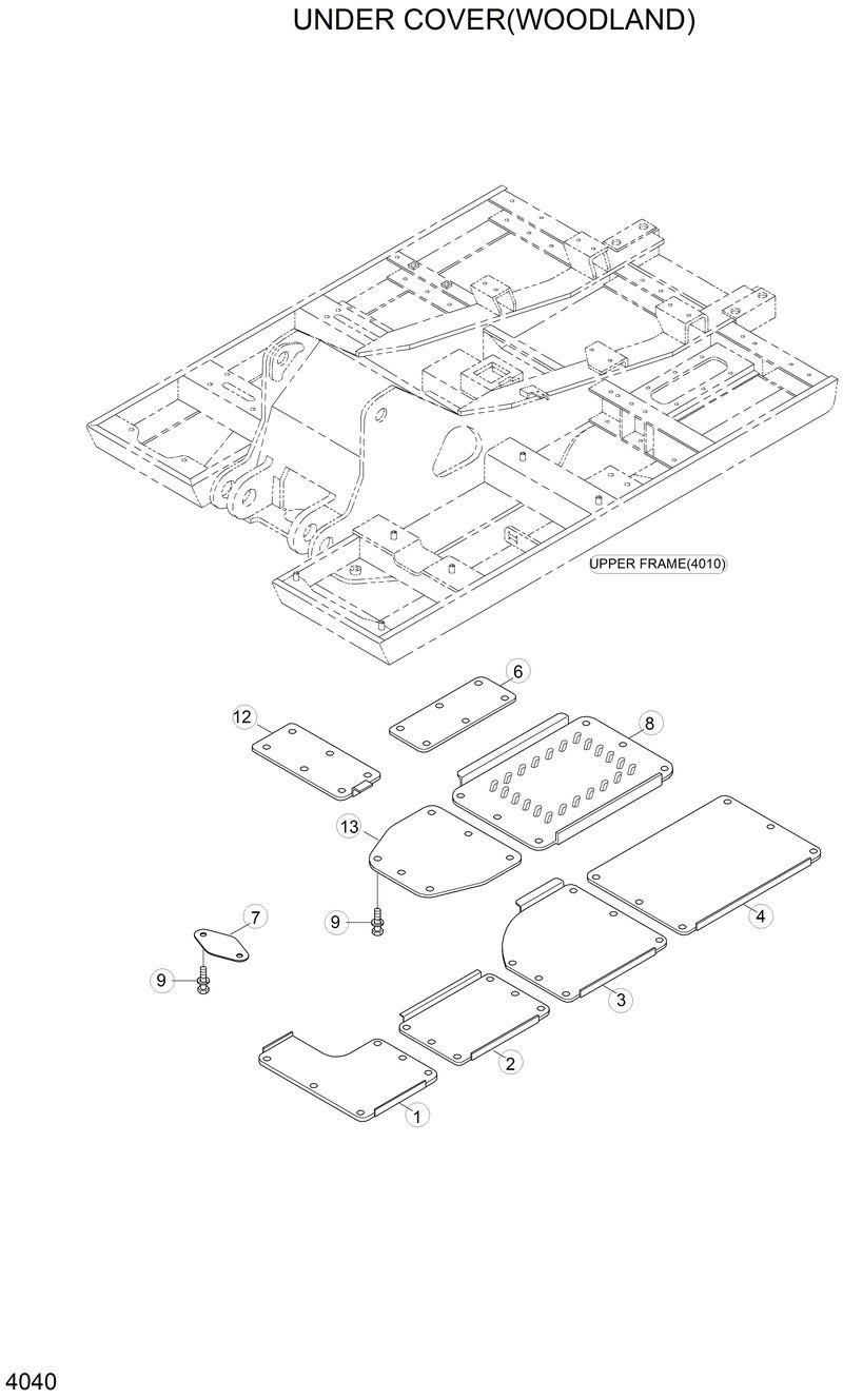 Схема запчастей Hyundai 33HDLL - UNDER COVER(WOODLAND) 