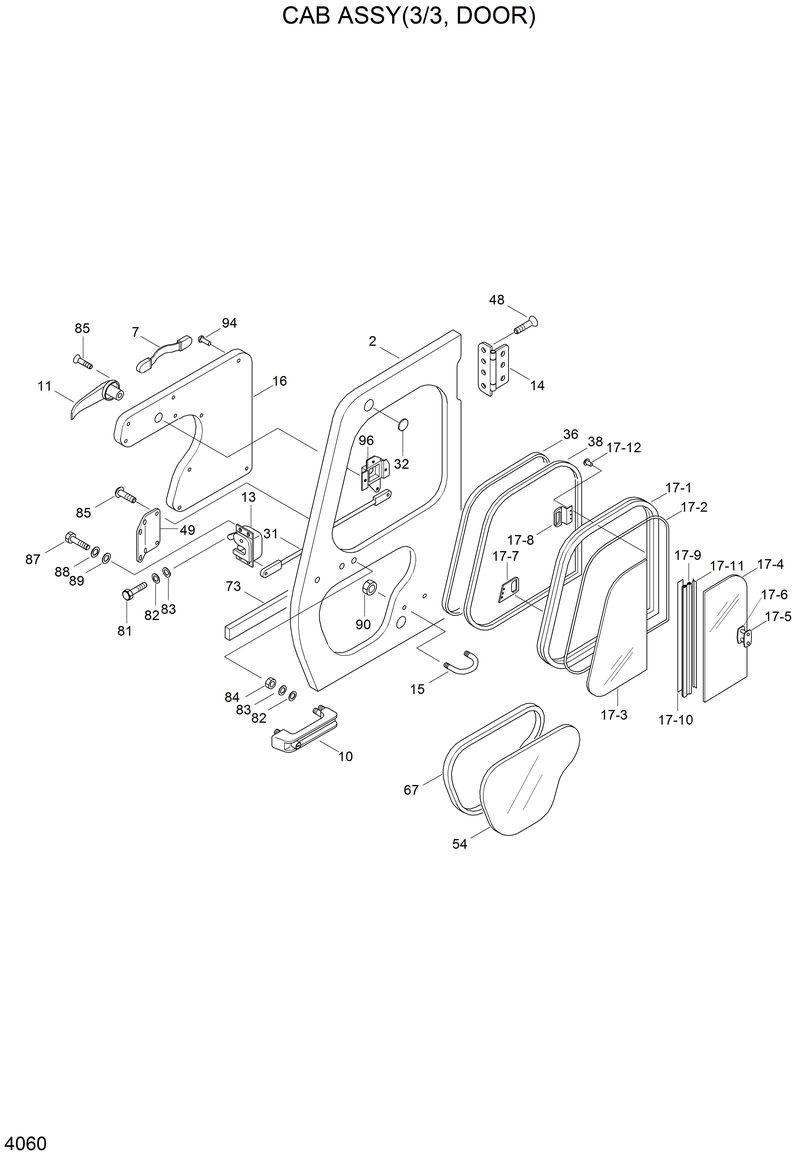 Схема запчастей Hyundai 33HDLL - CAB ASSY(3/3, DOOR) 
