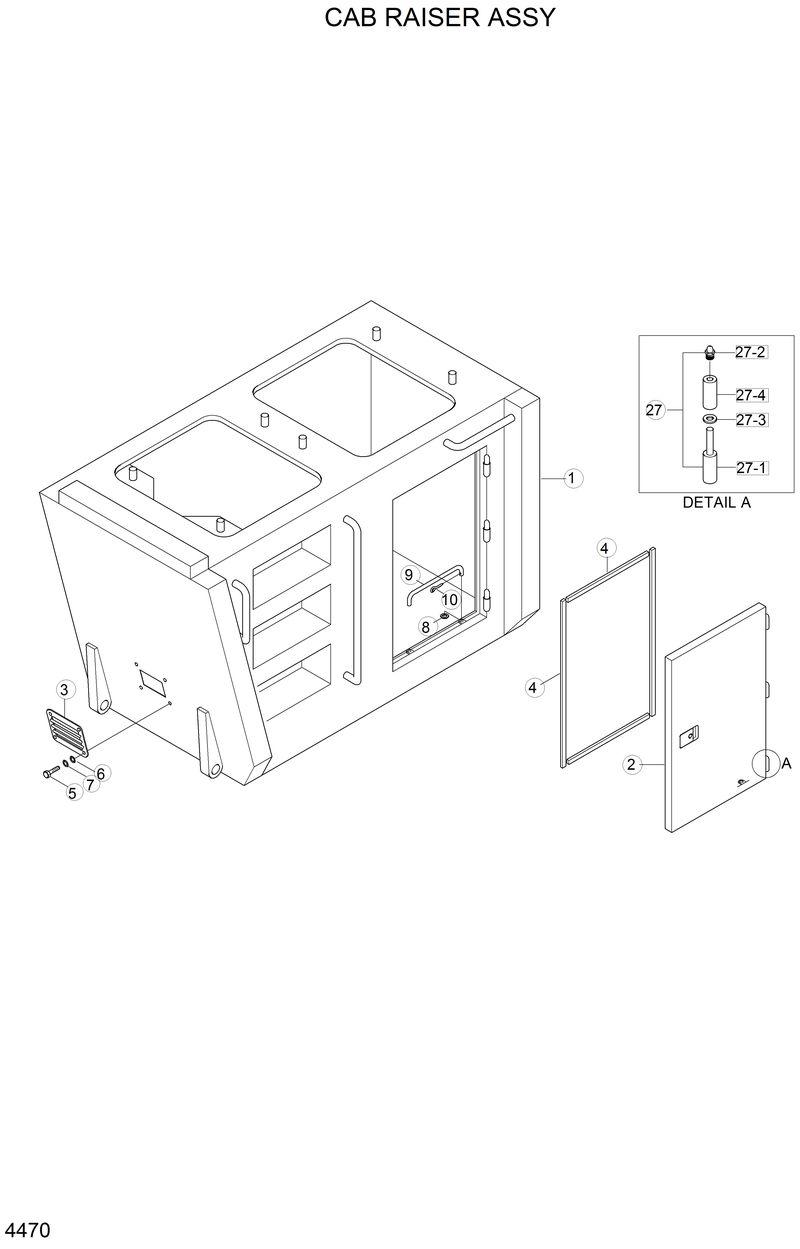 Схема запчастей Hyundai 33HDLL - CAB RAISER ASSY 