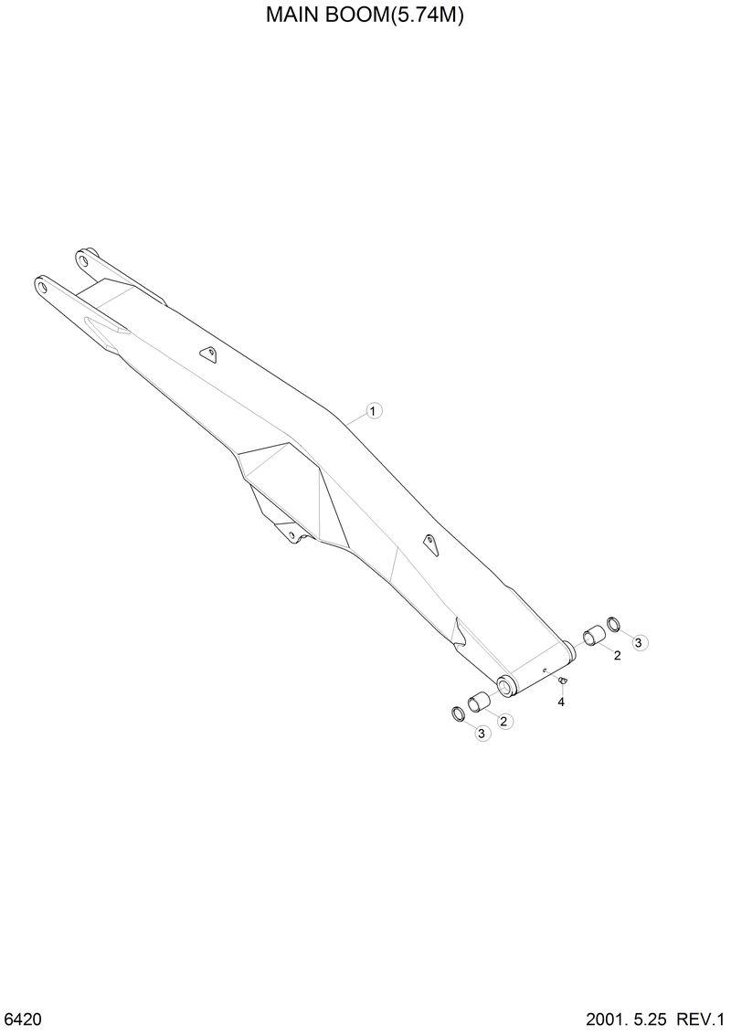 Схема запчастей Hyundai 33HDLL - MAIN BOOM(5.74M) 
