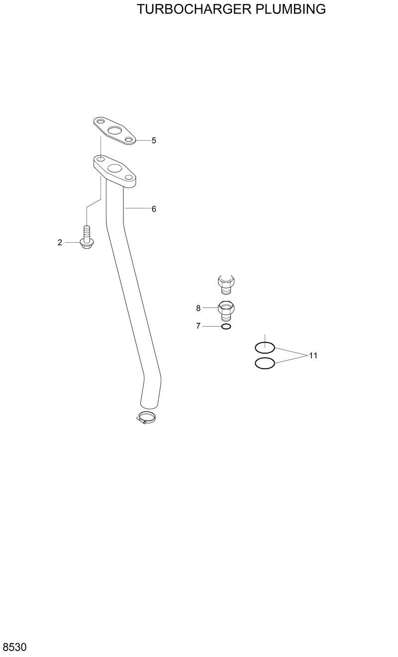 Схема запчастей Hyundai 33HDLL - TURBOCHARGER PLUMBING 