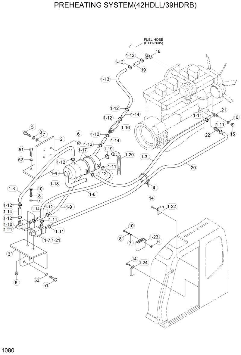 Схема запчастей Hyundai 42HDLL - PREHEATING SYSTEM(42HDLL/39HDRB) 