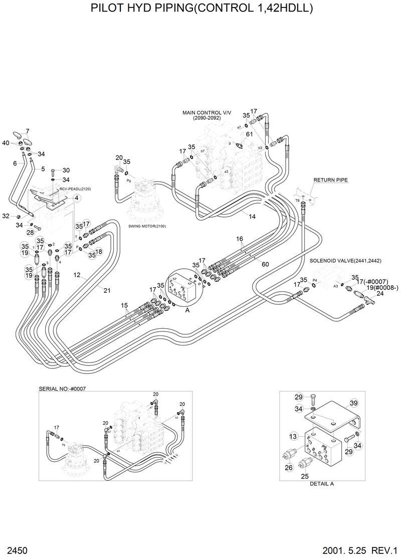 Схема запчастей Hyundai 42HDLL - PILOT HYD PIPING(CONTROL 1,42HDLL) 
