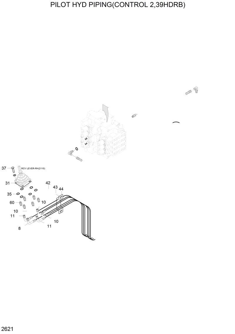 Схема запчастей Hyundai 42HDLL - PILOT HYD PIPING(CONTROL 2,39HDRB) 