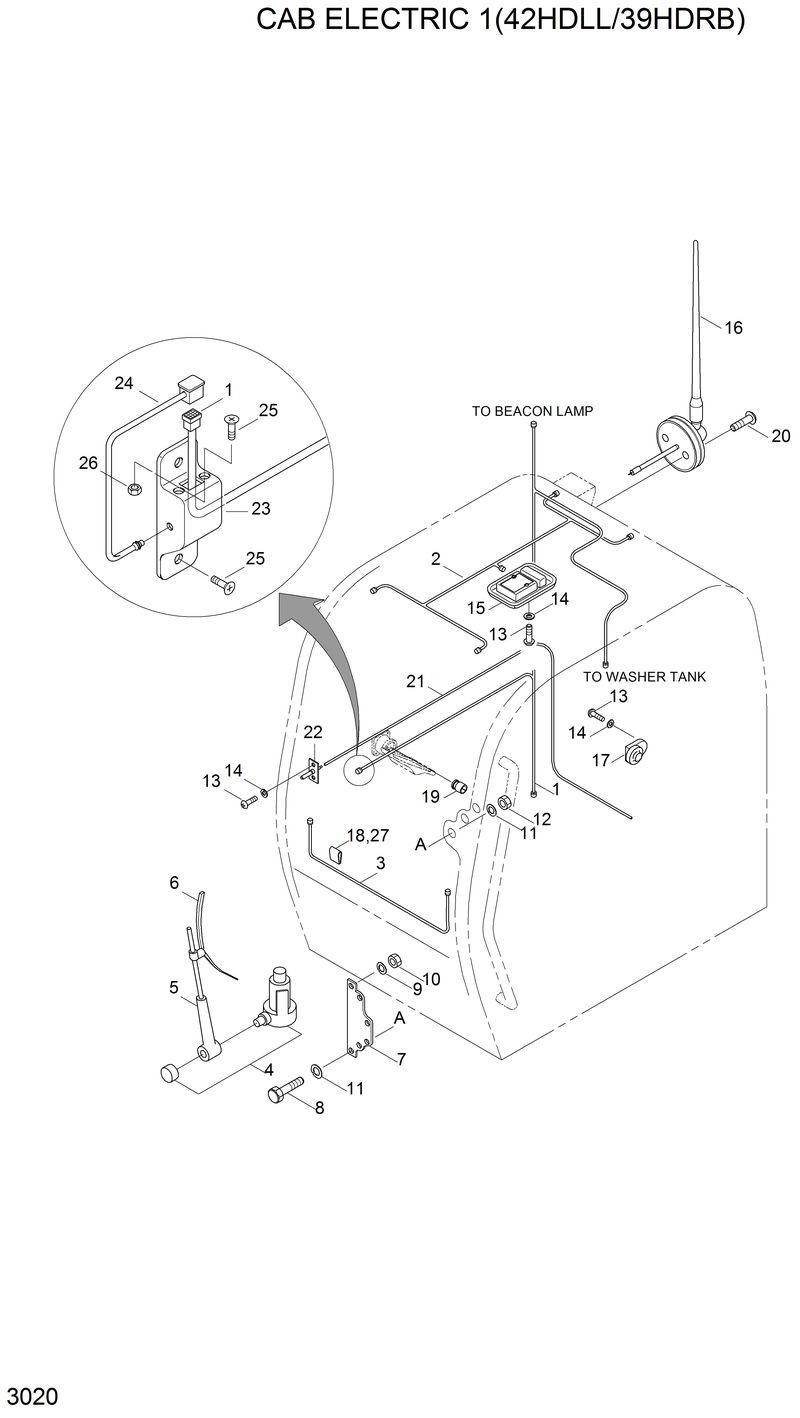 Схема запчастей Hyundai 42HDLL - CAB ELECTRIC 1(42HDLL/39HDRB) 