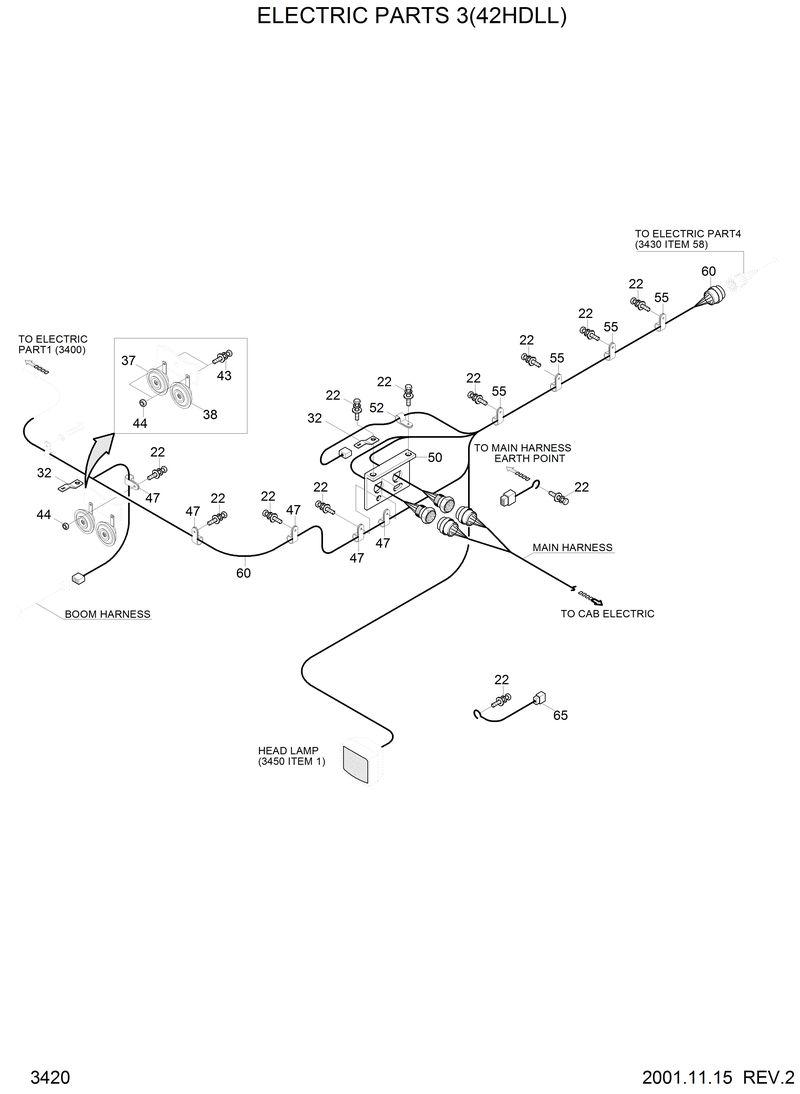 Схема запчастей Hyundai 42HDLL - ELECTRIC PARTS 3(42HDLL) 
