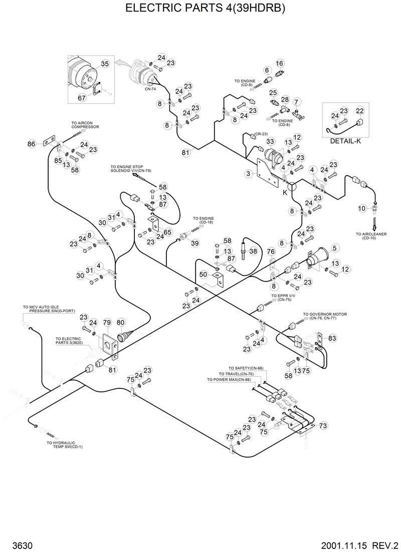 Схема запчастей Hyundai 42HDLL - ELECTRIC PARTS 4(39HDRB) 