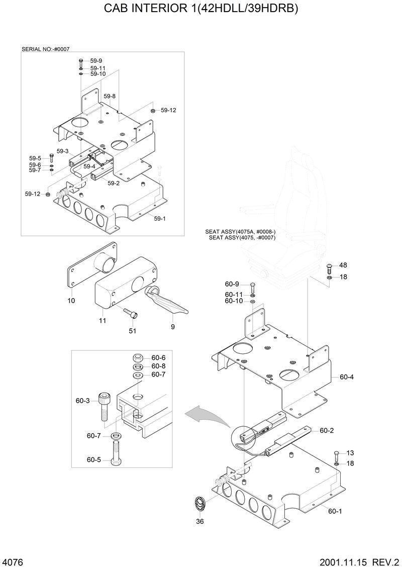 Схема запчастей Hyundai 42HDLL - CAB INTERIOR 1(42HDLL/39HDRB) 