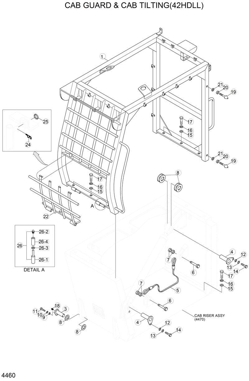 Схема запчастей Hyundai 42HDLL - CAB GUARD &amp; CAB TILTING(42HDLL) 