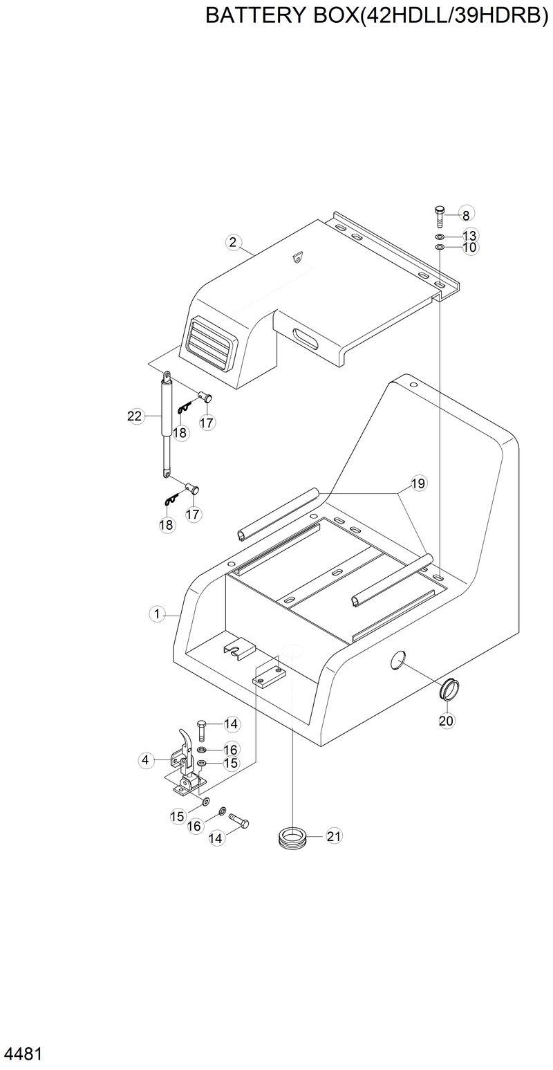 Схема запчастей Hyundai 42HDLL - BATTERY BOX(42HDLL/39HDRB) 