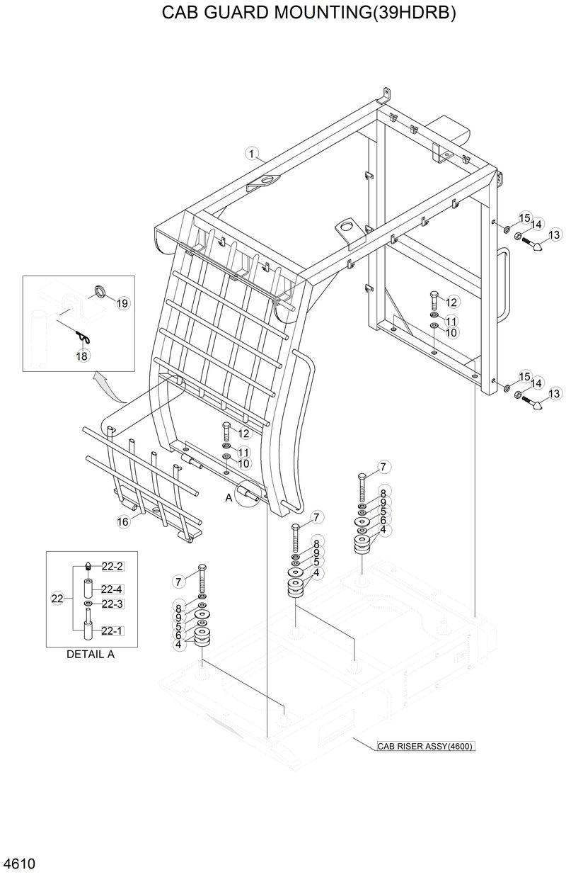 Схема запчастей Hyundai 42HDLL - CAB GUARD MOUNTING(39HDRB) 