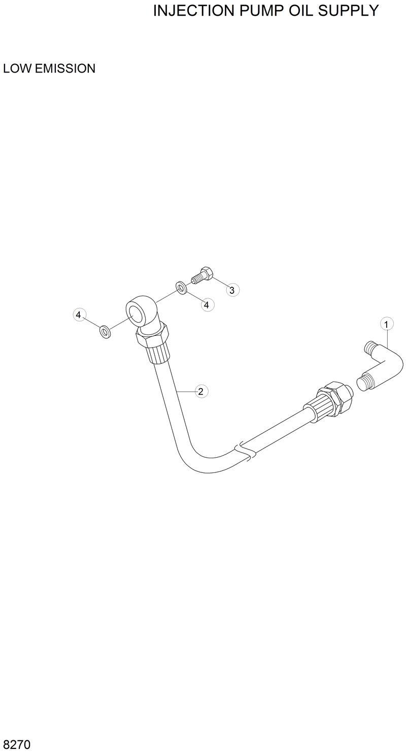 Схема запчастей Hyundai 42HDLL - INJECTION PUMP OIL SUPPLY 