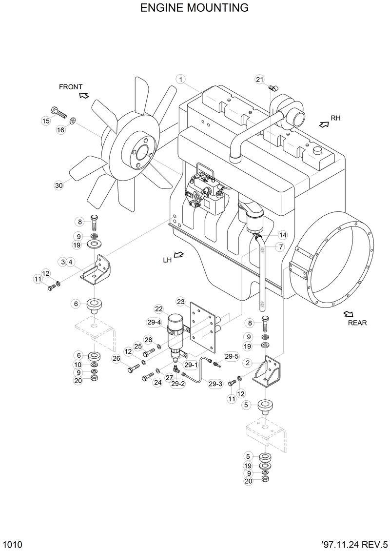Схема запчастей Hyundai R210LC3LL - ENGINE MOUNTING 