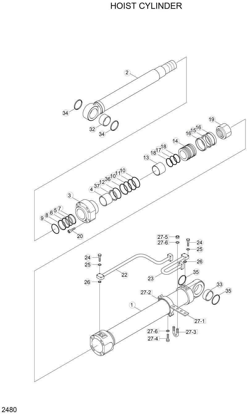 Схема запчастей Hyundai R210LC3LL - HOIST CYLINDER 