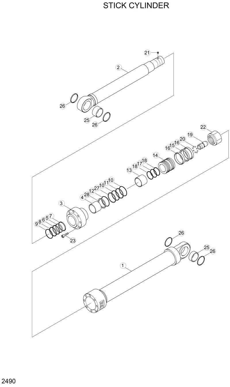 Схема запчастей Hyundai R210LC3LL - STICK CYLINDER 