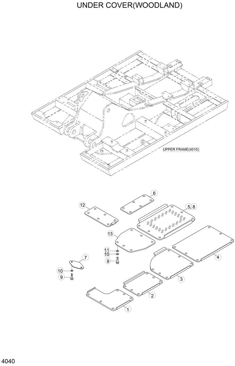 Схема запчастей Hyundai R210LC3LL - UNDER COVER(WOODLAND) 