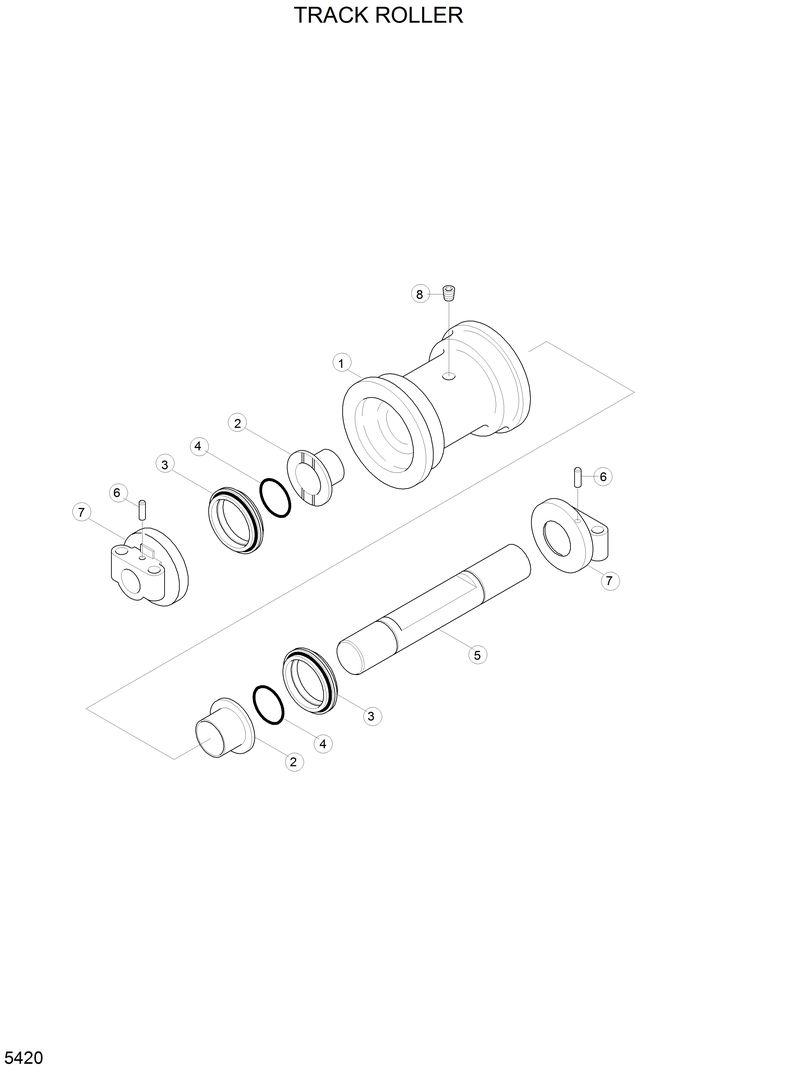 Схема запчастей Hyundai R210LC3LL - TRACK ROLLER 