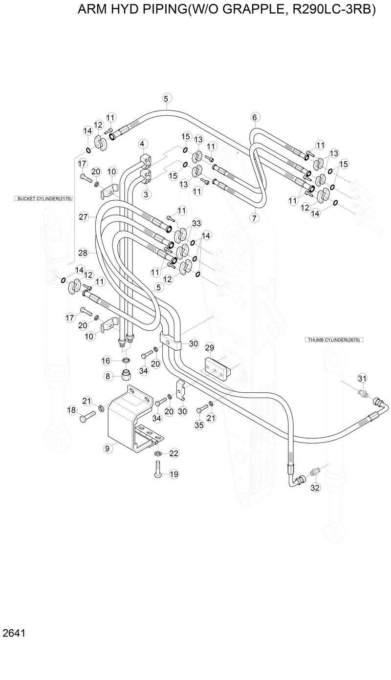 Схема запчастей Hyundai R290LC3LL - ARM HYD PIPING(W/O GRAPPLE, R290LC-3RB) 