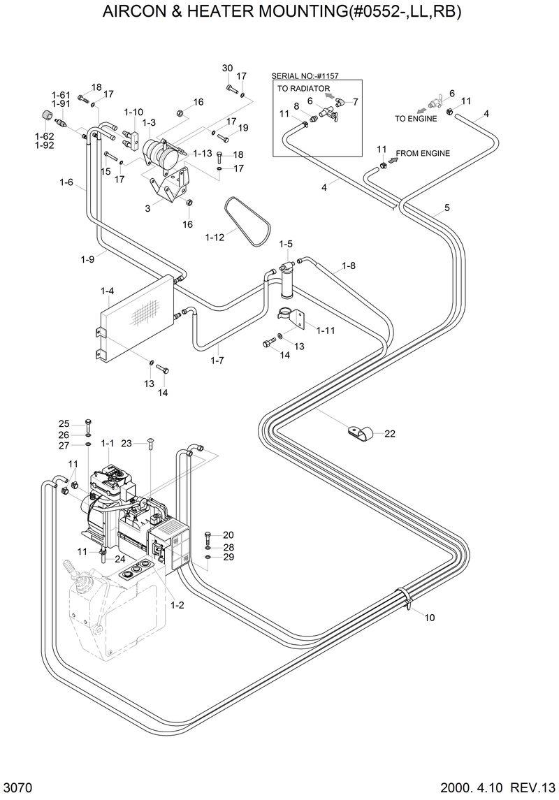 Схема запчастей Hyundai R290LC3LL - AIRCON &amp; HEATER MOUNTING(#0552L) 