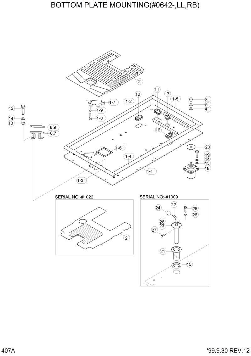 Схема запчастей Hyundai R290LC3LL - BOTTOM PLATE MTG(#0642-,LL,RB) 