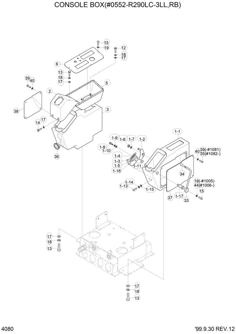 Схема запчастей Hyundai R290LC3LL - CONSOLE BOX(#0552-,R290LC-3LL,RB) 