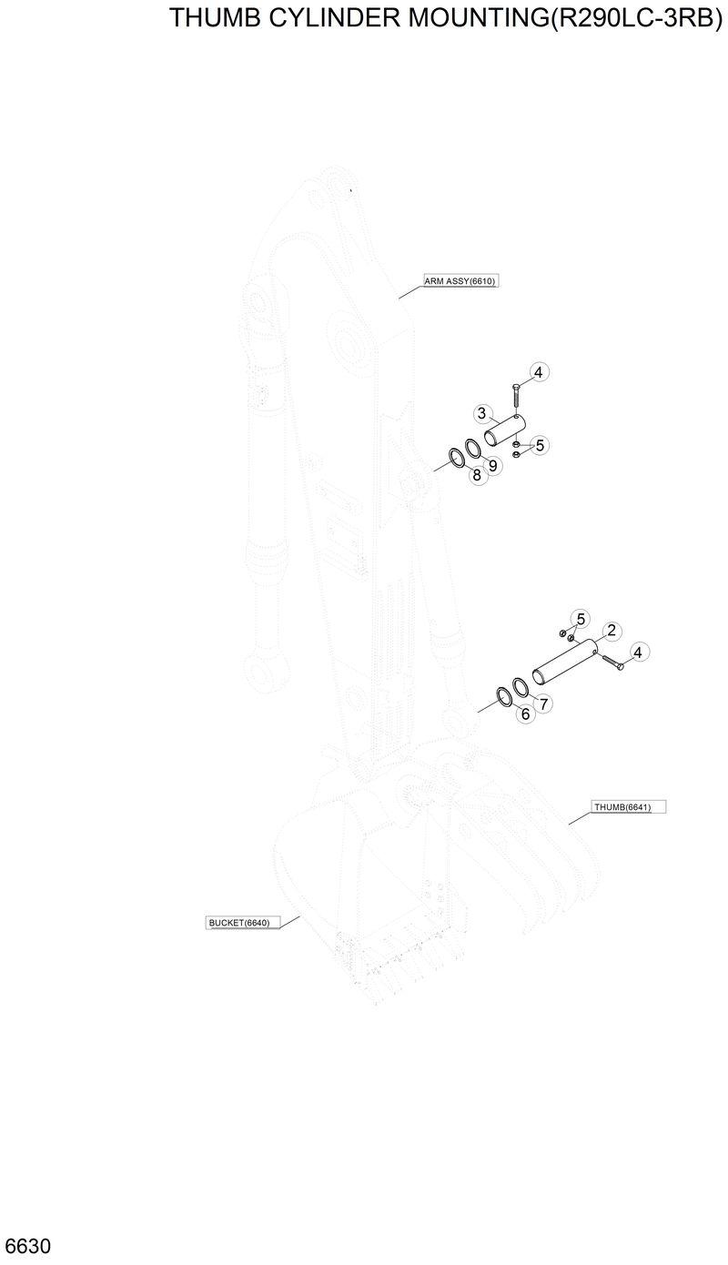Схема запчастей Hyundai R290LC3LL - THUMB CYLINDER MOUNTING(R290LC3RB) 