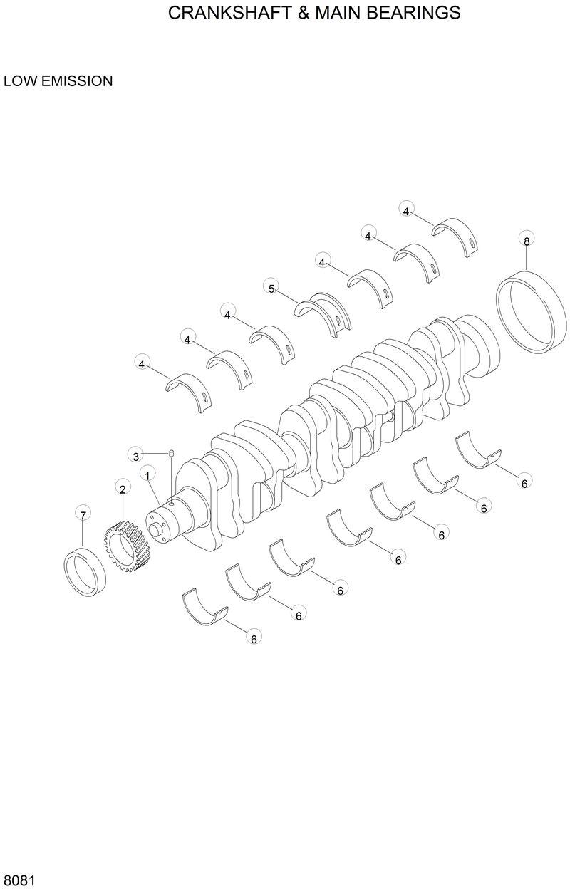 Схема запчастей Hyundai R290LC3LL - CRANKSHAFT &amp; MAIN BEARINGS 