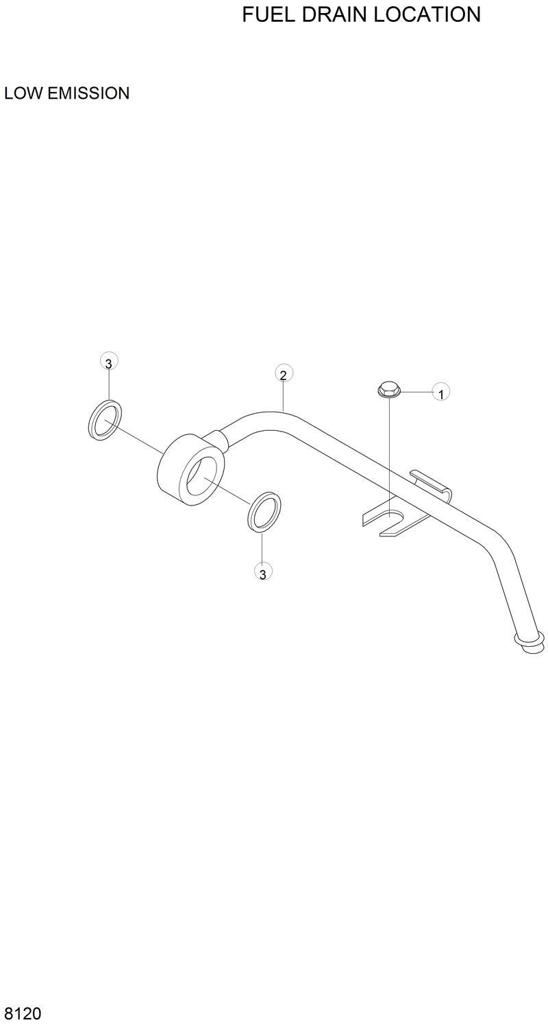 Схема запчастей Hyundai R290LC3LL - FUEL DRAIN LOCATION 