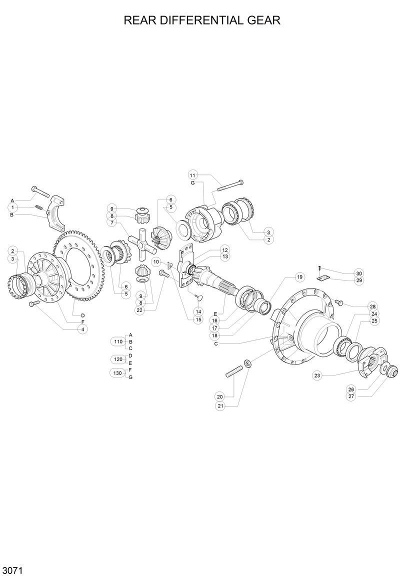 Схема запчастей Hyundai HL17C - FR &amp; RR DIFFERENTIAL GEAR 