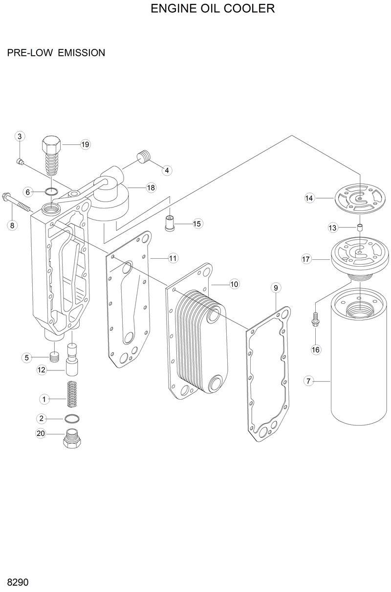 Схема запчастей Hyundai HL25C - ENGINE OIL COOLER 