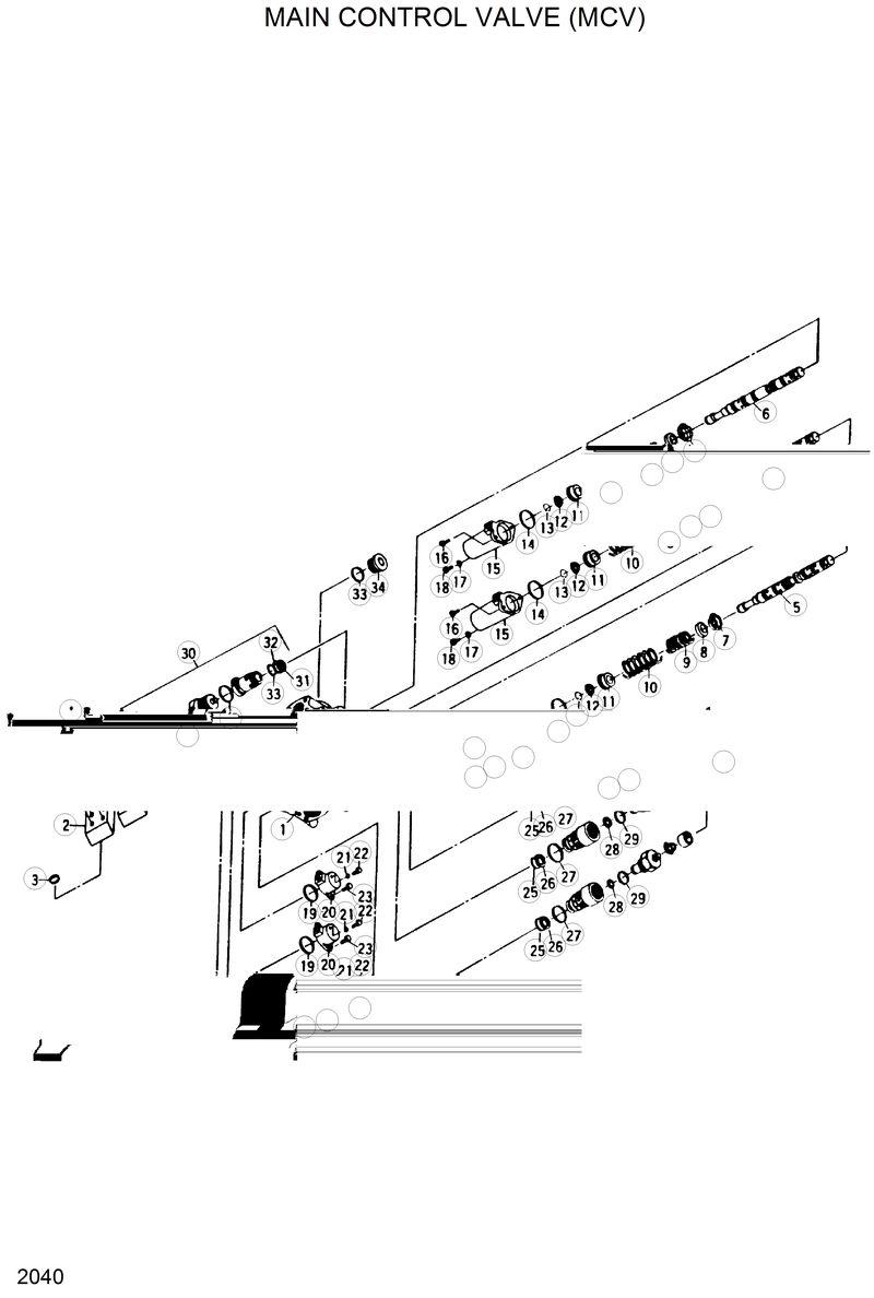Схема запчастей Hyundai HL35C - MAIN CONTROL VALVE(2-SPOOL) 