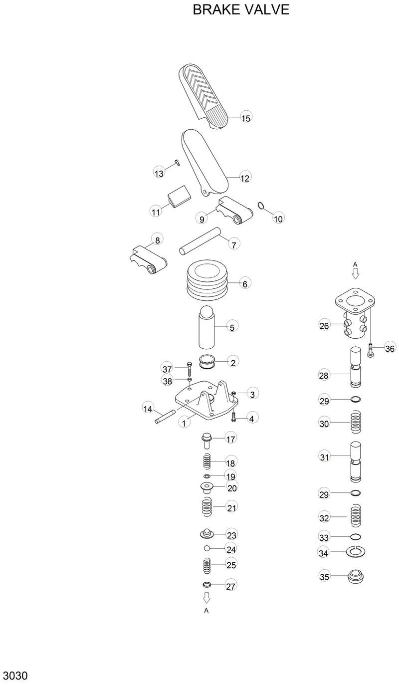 Схема запчастей Hyundai HL35C - BRAKE VALVE 