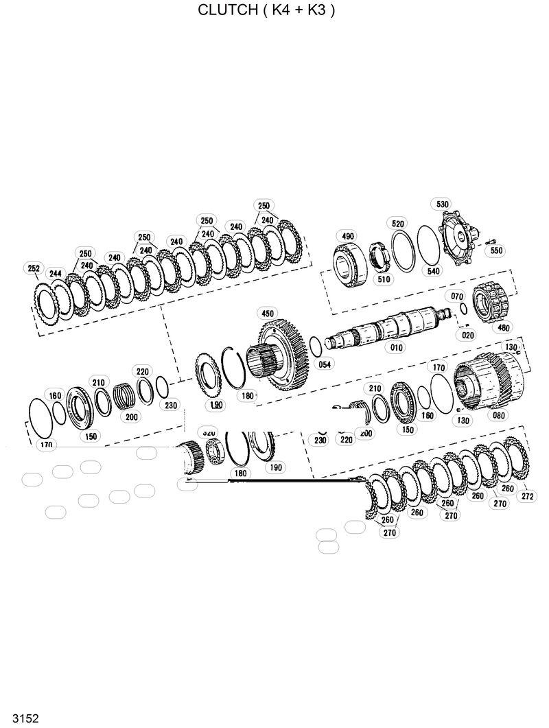 Схема запчастей Hyundai HL35C - CLUTCH(K4+K3) 
