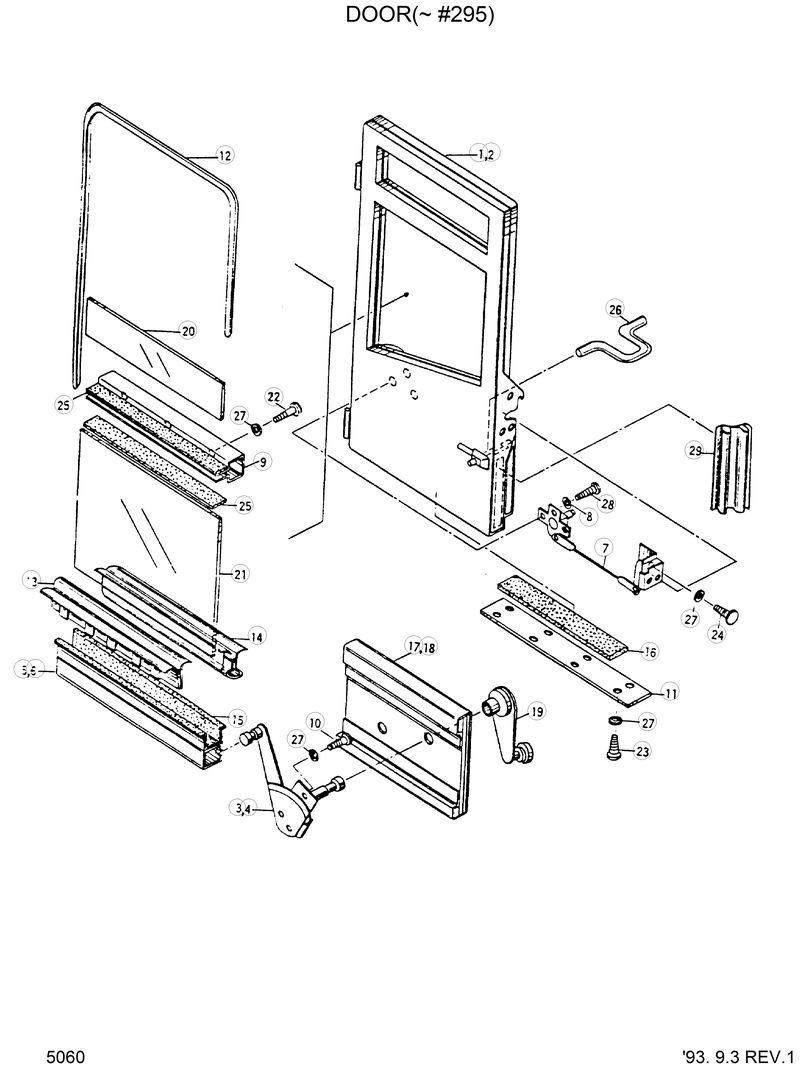 Схема запчастей Hyundai HL35C - CAB DOOR(-#0295) 
