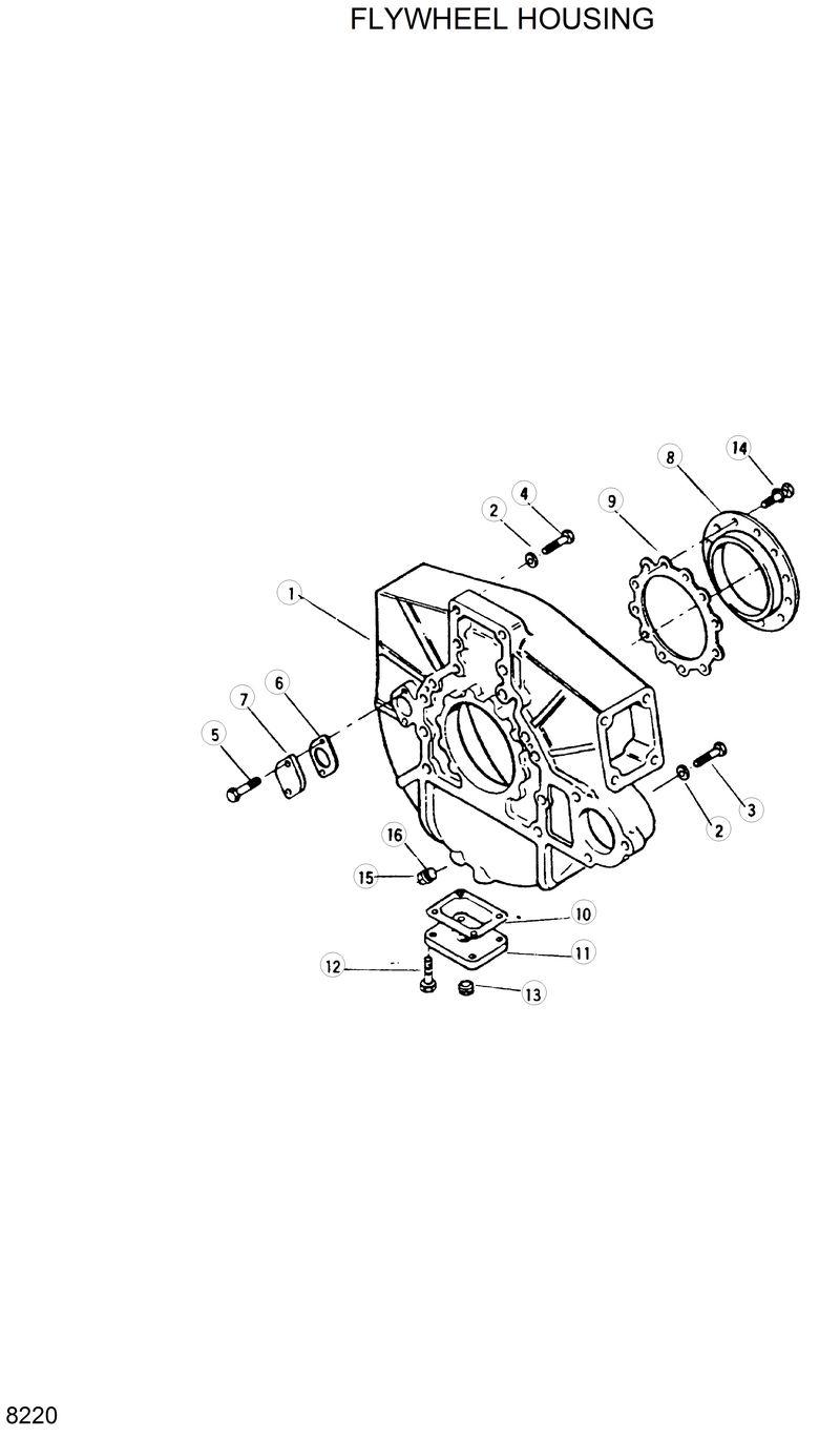 Схема запчастей Hyundai HL35C - FLYWHEEL HOUSING 