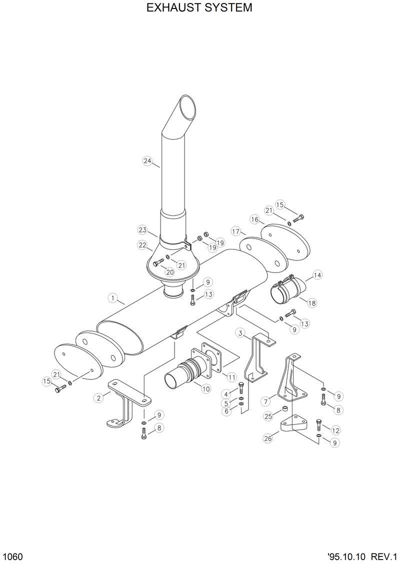 Схема запчастей Hyundai HL750 - EXHAUST SYSTEM 