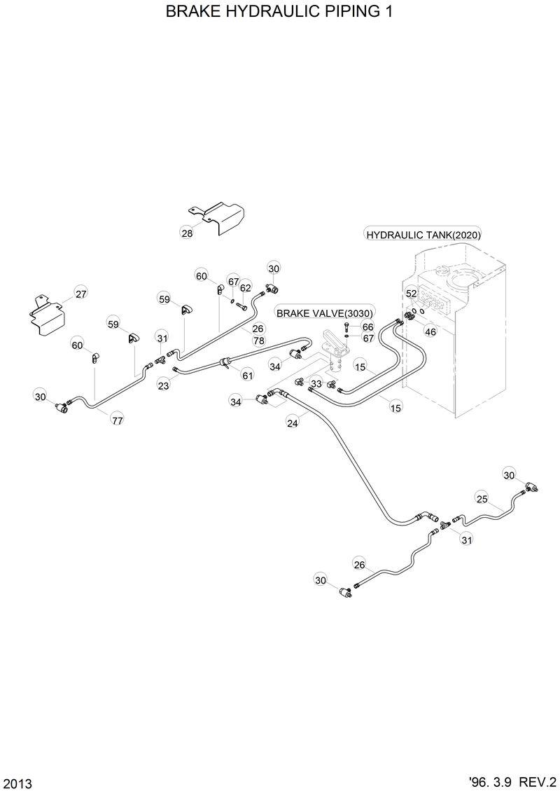 Схема запчастей Hyundai HL750 - BRAKE HYDRAULIC PIPING 1 