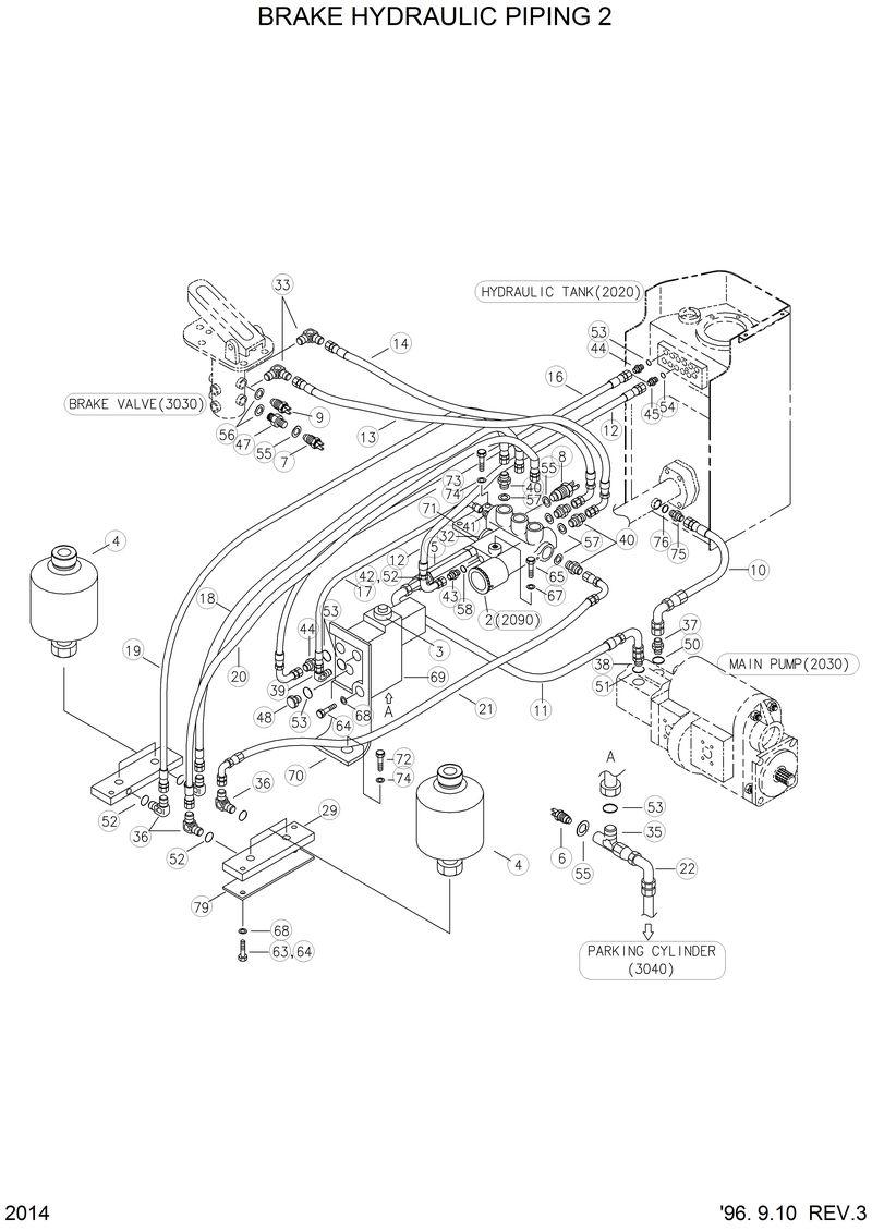 Схема запчастей Hyundai HL750 - BRAKE HYDRAULIC PIPING 2 
