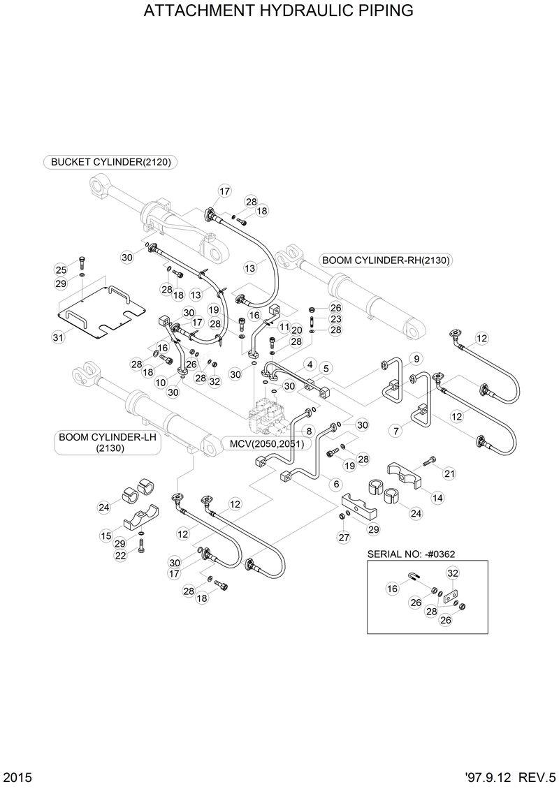 Схема запчастей Hyundai HL750 - ATTACHMENT HYDRAULIC PIPING 