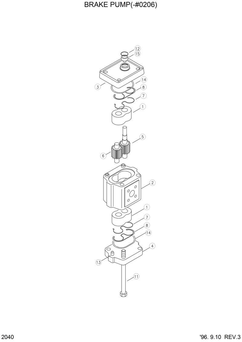 Схема запчастей Hyundai HL750 - BRAKE PUMP(-#0206) 