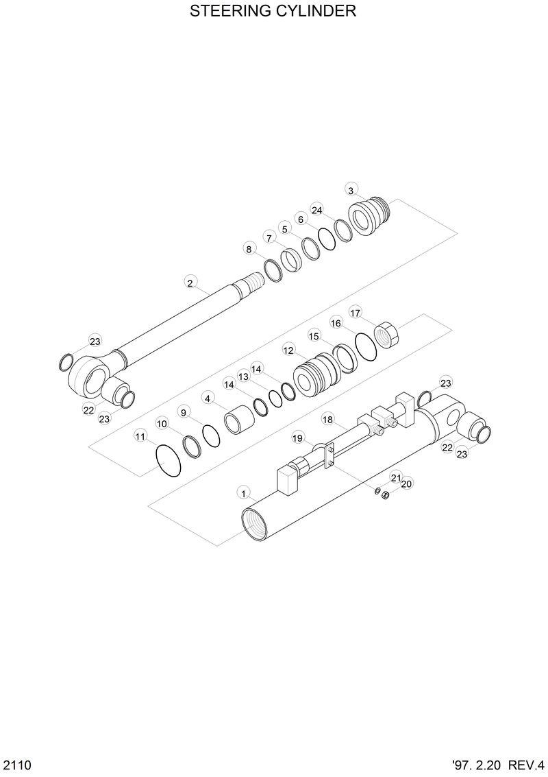 Схема запчастей Hyundai HL750 - STEERING CYLINDER 